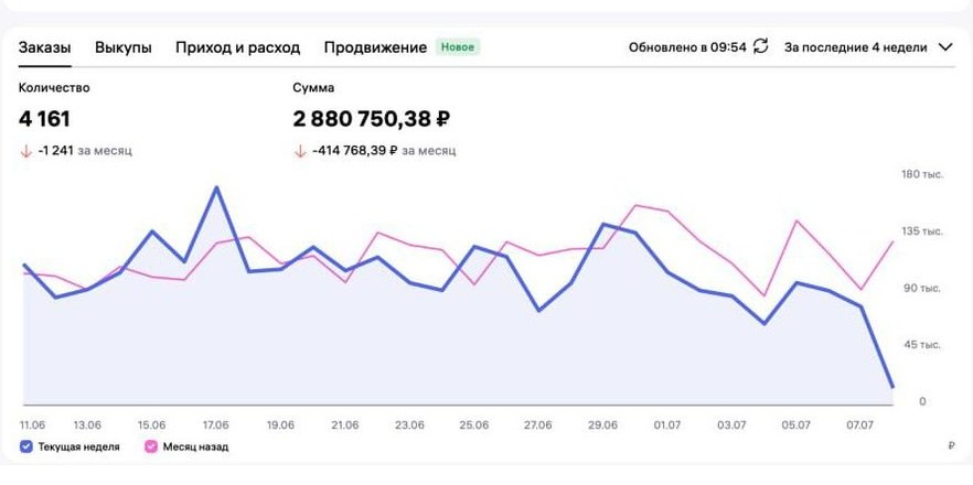 Скриншот кабинета WB Sellers